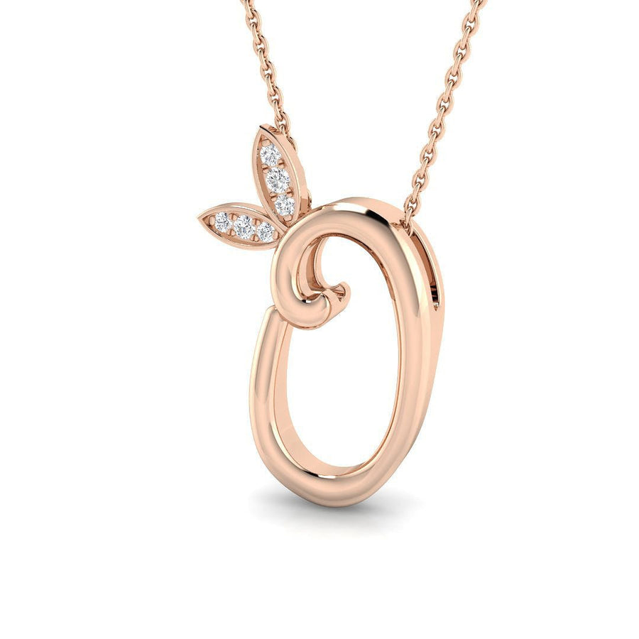 Lab Diamond Initial 'O' Pendant Necklace 0.05ct in 9k Rose Gold - After Diamonds
