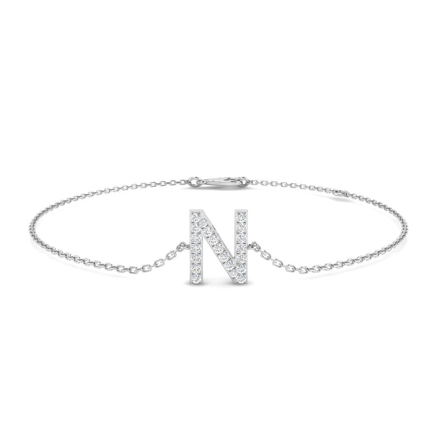 Lab Diamond 'N' Initial Chain Bracelet 0.15ct G/VS in 925 Silver - After Diamonds