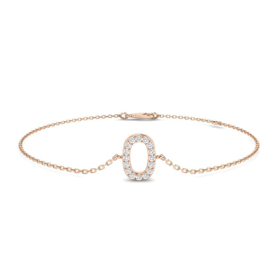 Lab Diamond 'O' Initial Chain Bracelet 0.15ct G/VS in 9k Rose Gold - After Diamonds