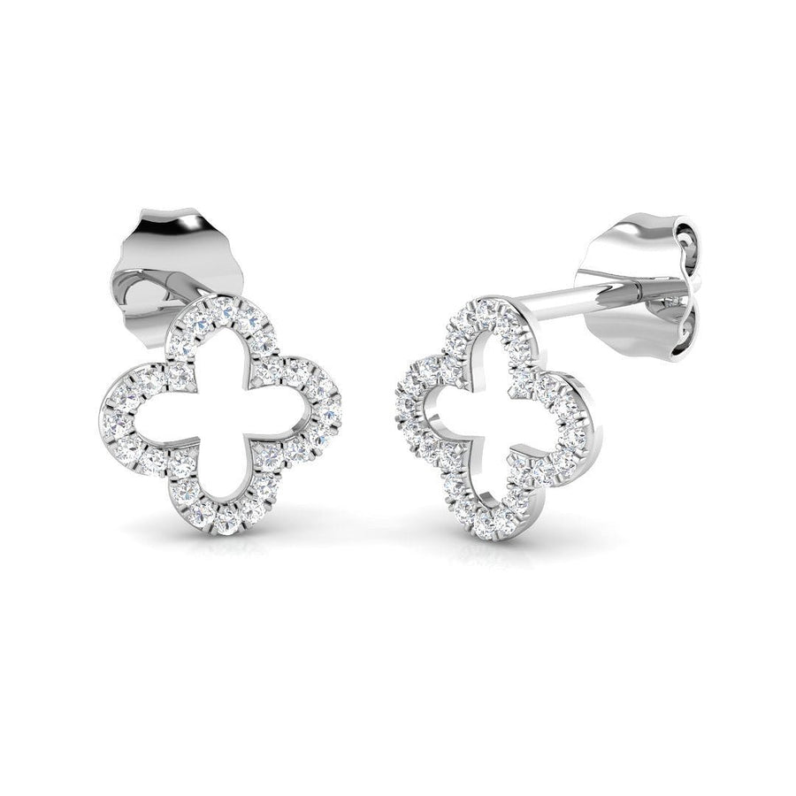 Lab Diamond Open Clover Earrings 0.10ct G/VS in 9k White Gold - After Diamonds