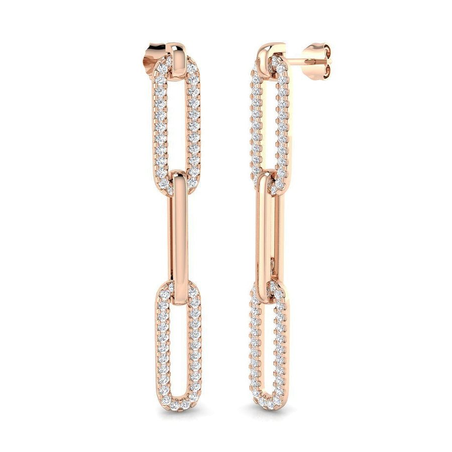 Lab Diamond Paperclip Earrings 1.00ct G/VS in 9k Rose Gold - After Diamonds