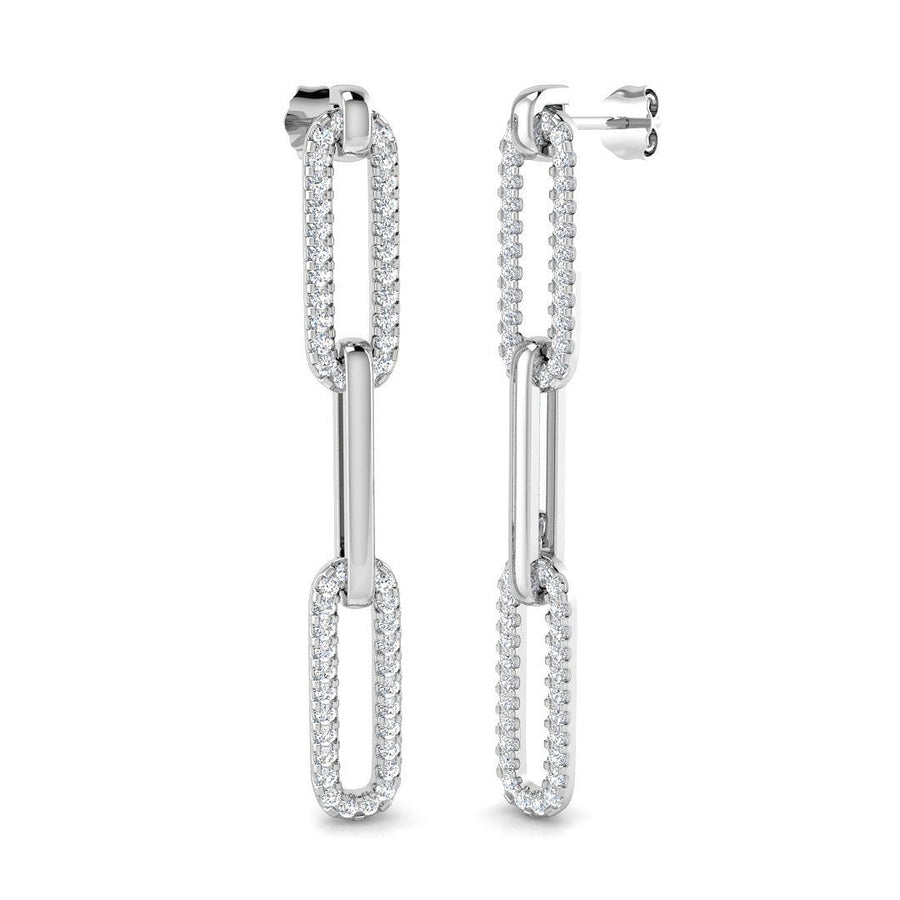 Lab Diamond Paperclip Earrings 1.00ct G/VS in 9k White Gold - After Diamonds