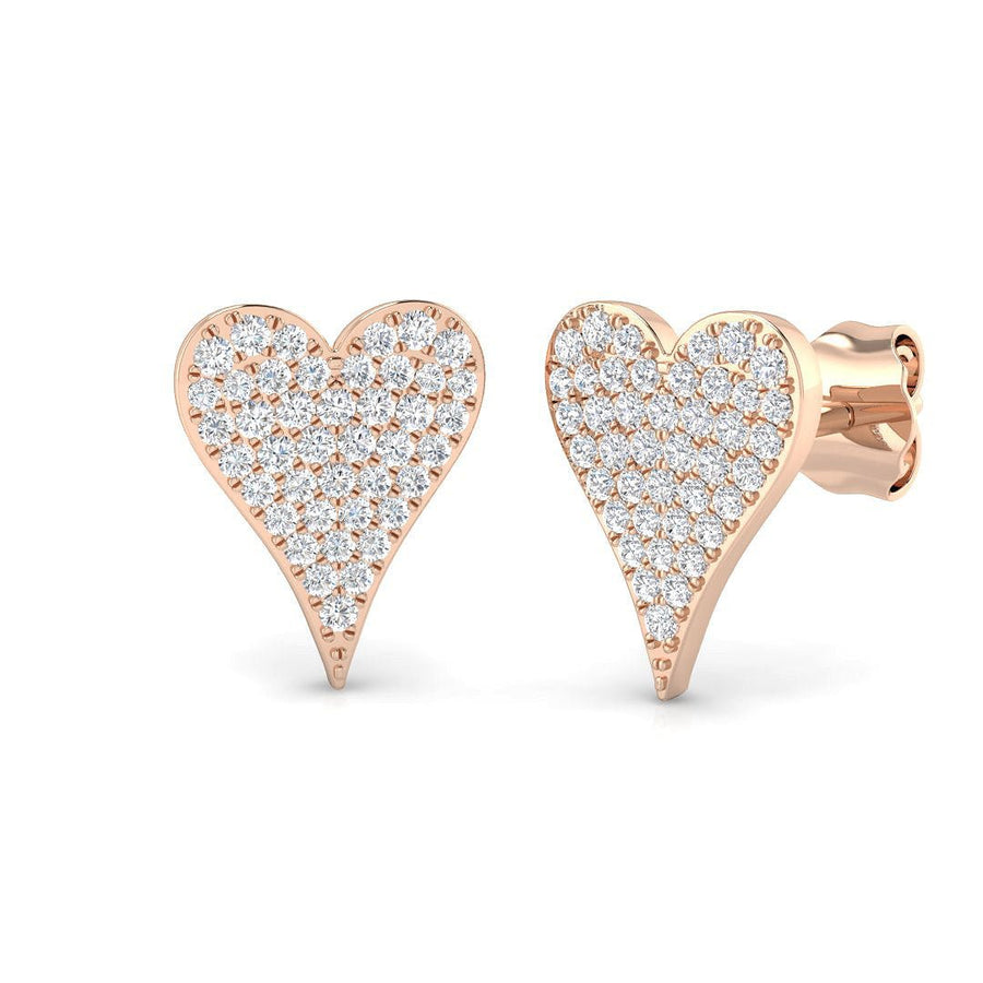 Lab Diamond Pave Heart Earrings 0.30ct G/VS in 9k Rose Gold - After Diamonds