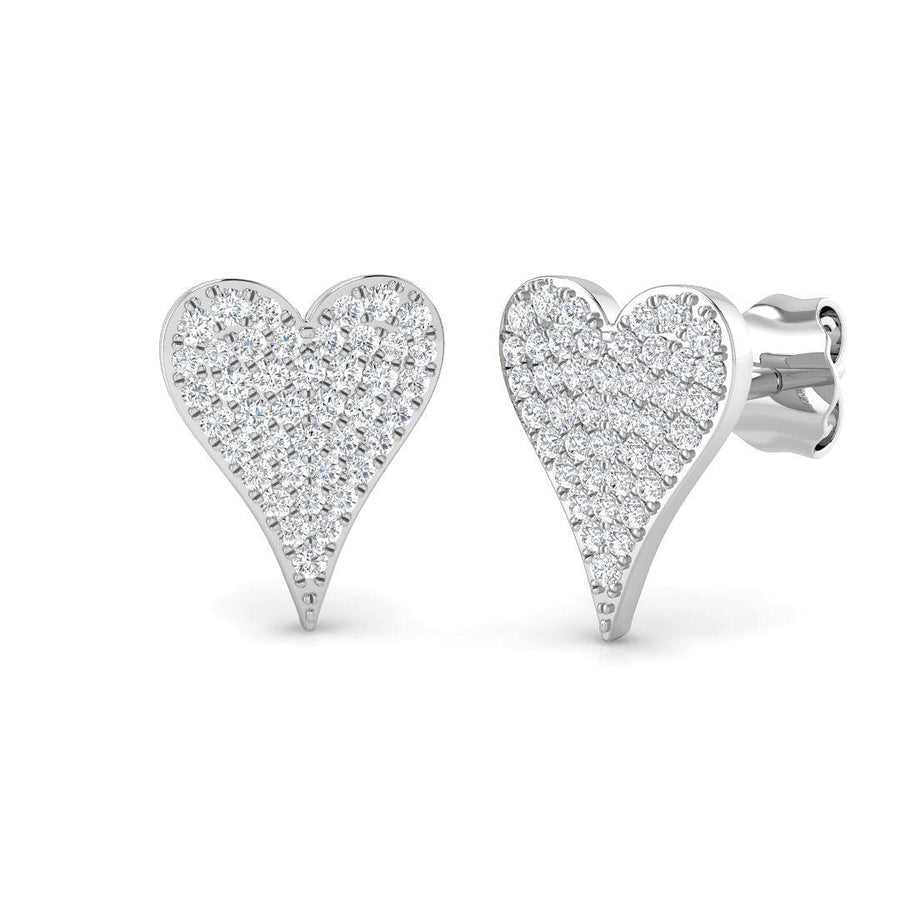 Lab Diamond Pave Heart Earrings 0.30ct G/VS in 9k White Gold - After Diamonds