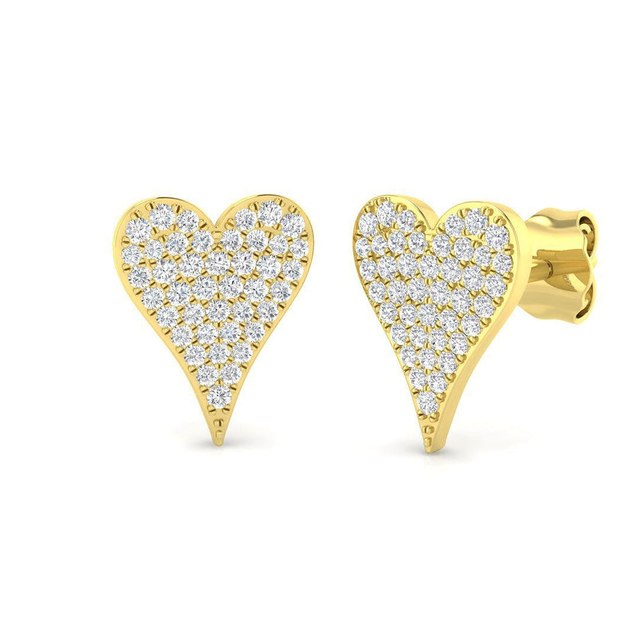 Lab Diamond Pave Heart Earrings 0.30ct G/VS in 9k Yellow Gold - After Diamonds