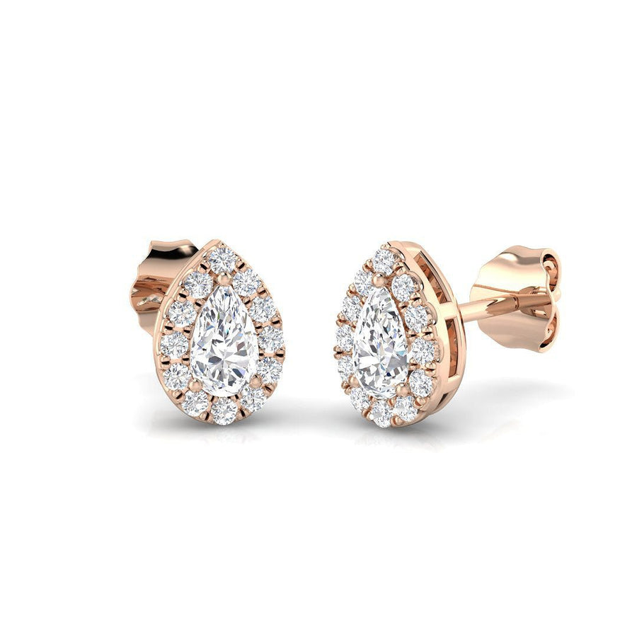 Lab Diamond Pear Halo Earrings 0.50ct G/VS in 9k Rose Gold - After Diamonds