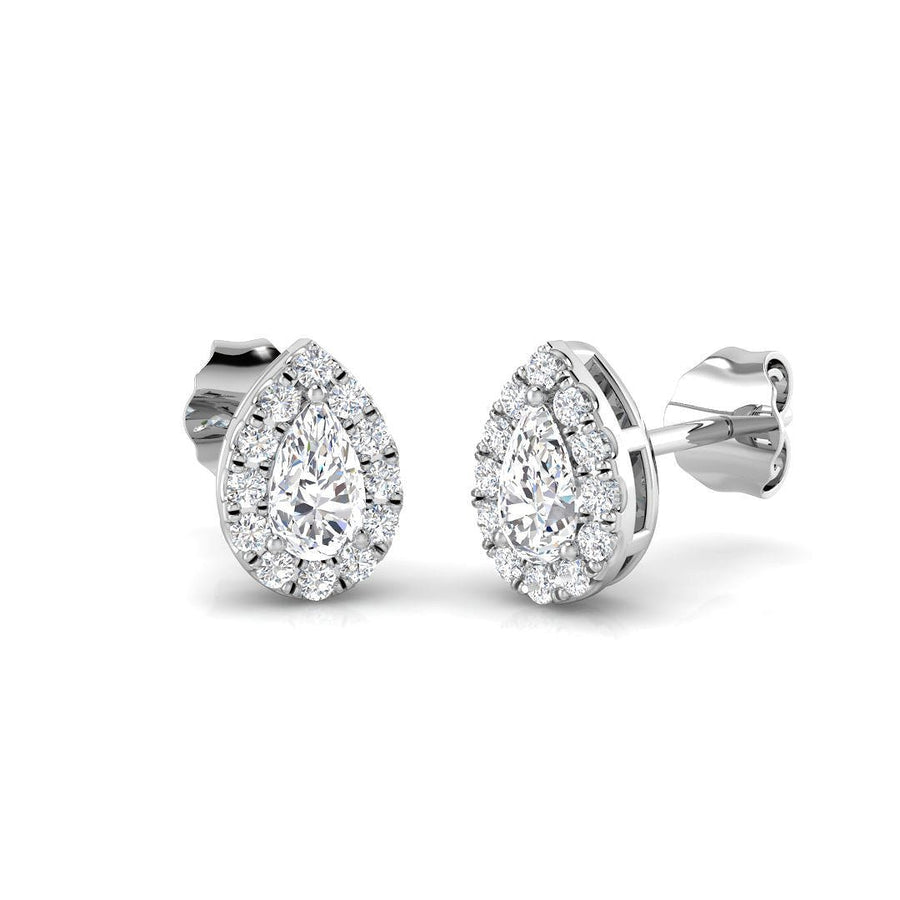 Lab Diamond Pear Halo Earrings 0.50ct G/VS in 9k White Gold - After Diamonds