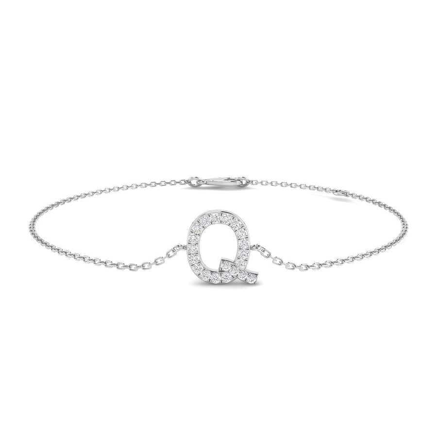 Lab Diamond 'Q' Initial Chain Bracelet 0.15ct G/VS in 925 Silver - After Diamonds