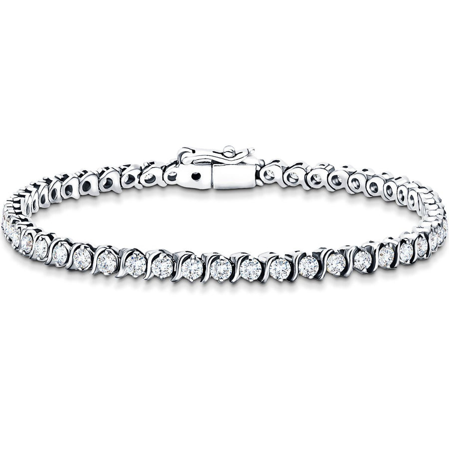 Lab Diamond Semi Bezel Tennis Bracelet 3.00ct G/VS in 18k White Gold - After Diamonds