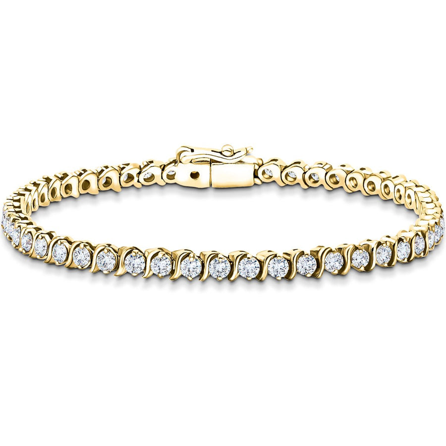 Lab Diamond Semi Bezel Tennis Bracelet 3.00ct G/VS in 18k Yellow Gold - After Diamonds