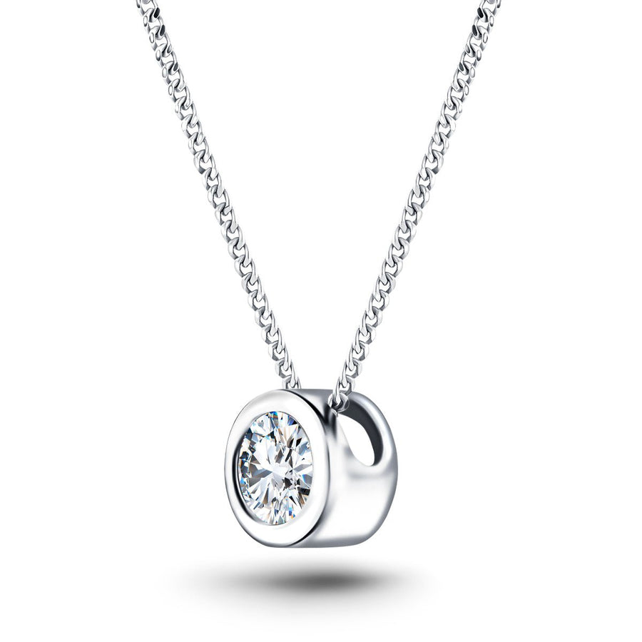 Lab Diamond Solitaire Bezel Necklace Pendant 0.50ct D/VVS in 9k