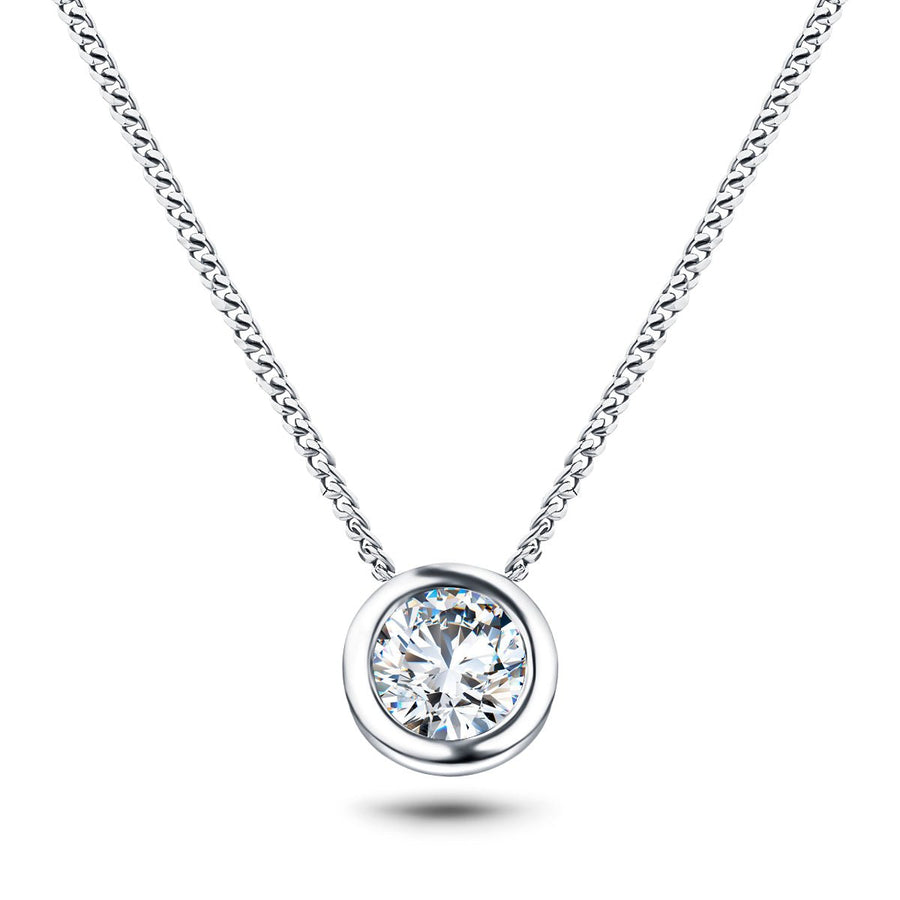 Lab Diamond Solitaire Bezel Necklace Pendant 0.50ct G/VS in 18k White Gold - After Diamonds