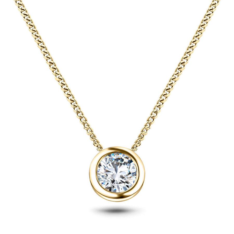 Lab Diamond Solitaire Bezel Necklace Pendant 0.70ct D/VVS in 18k Yellow Gold - After Diamonds