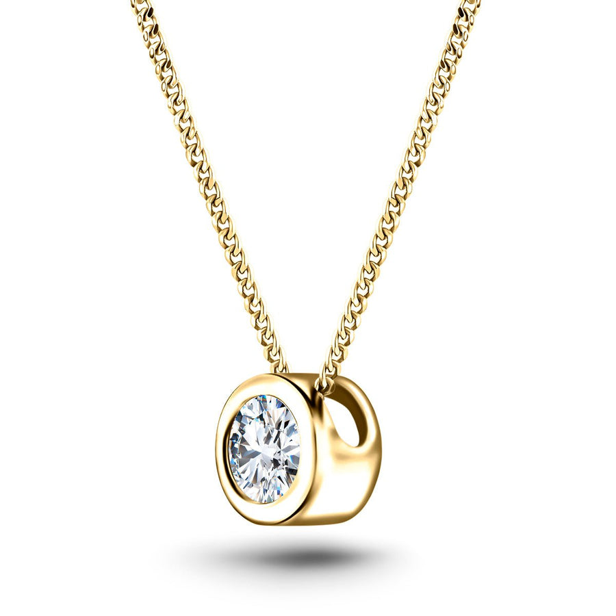 Lab Diamond Solitaire Bezel Necklace Pendant 1.00ct G/VS in 18k Yellow Gold - After Diamonds