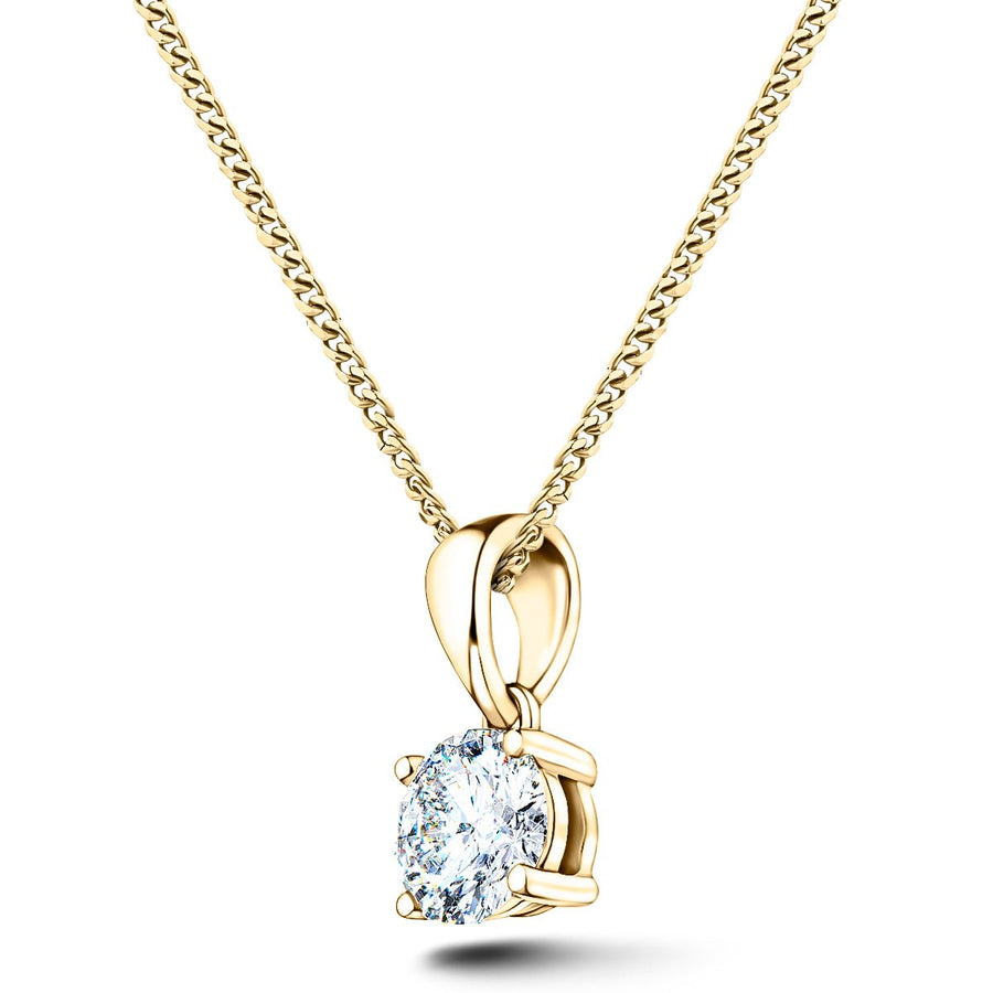 Lab Diamond Solitaire Necklace Pendant 0.50ct D/VVS in 9k Yellow Gold - After Diamonds