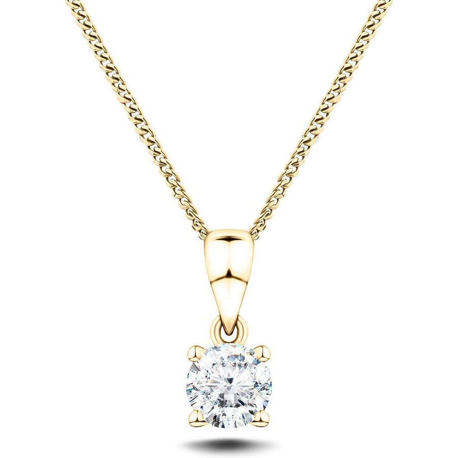 Lab Diamond Solitaire Necklace Pendant 0.50ct D/VVS in 9k Yellow Gold - After Diamonds