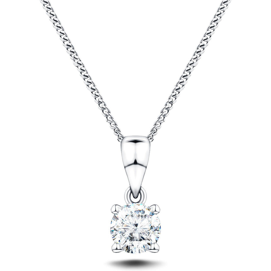 Lab Diamond Solitaire Necklace Pendant 0.50ct G/VS in 18k White Gold - After Diamonds