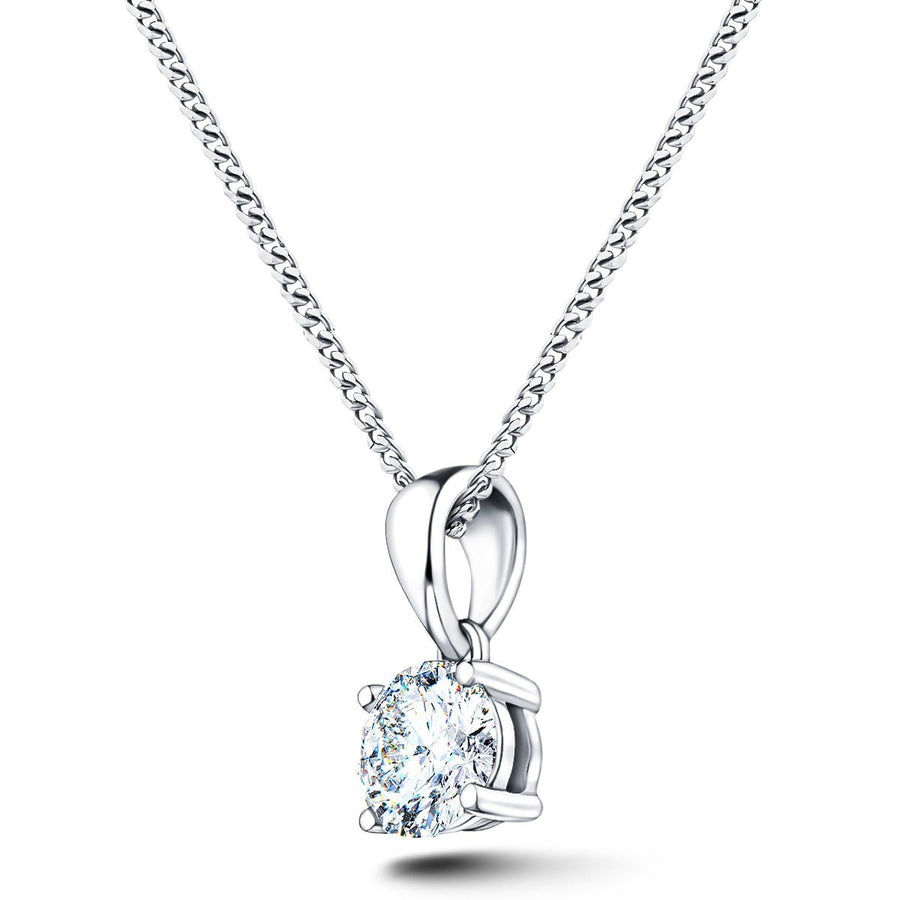 Lab Diamond Solitaire Necklace Pendant 0.50ct G/VS in 18k White Gold - After Diamonds