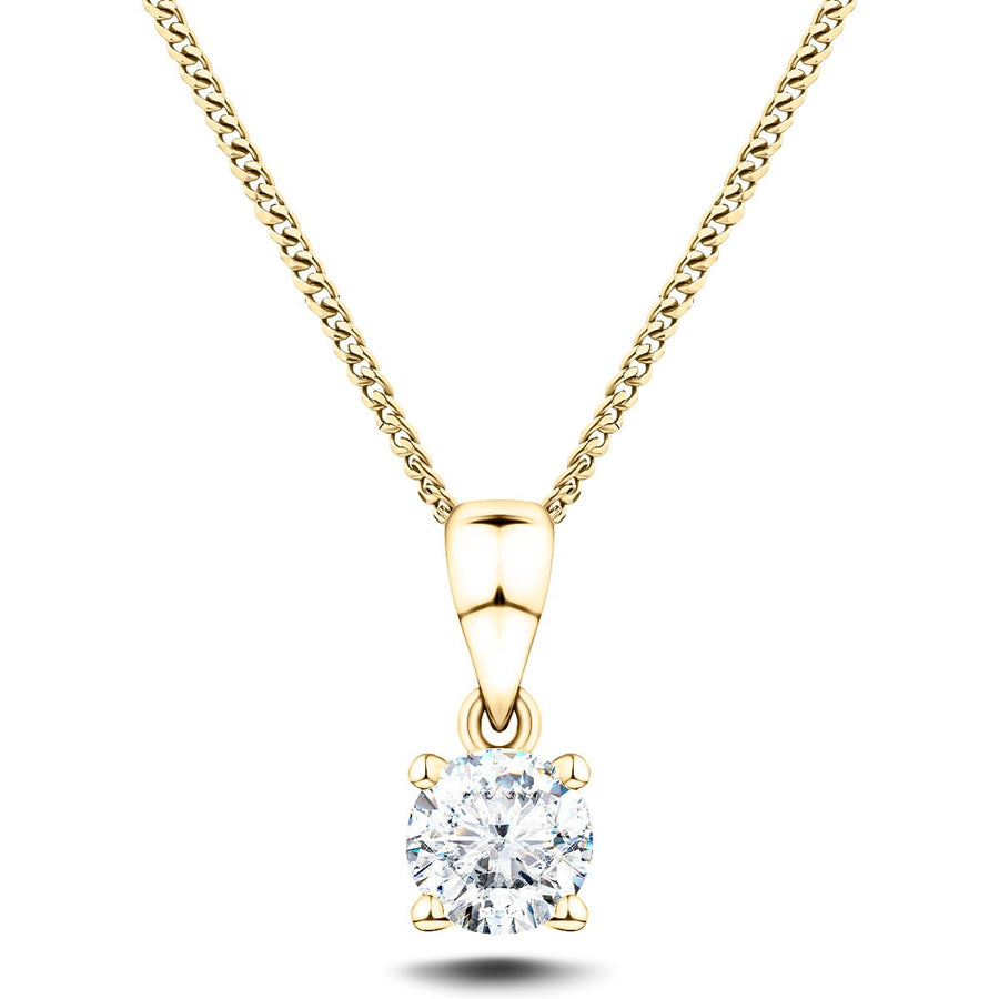 Lab Diamond Solitaire Necklace Pendant 3.00ct D/VVS in 18k Yellow Gold - After Diamonds