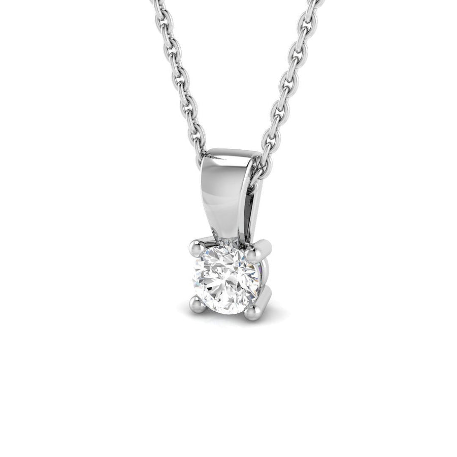 Lab Diamond Solitaire Pendant Necklace 0.10ct in 9k White Gold - After Diamonds