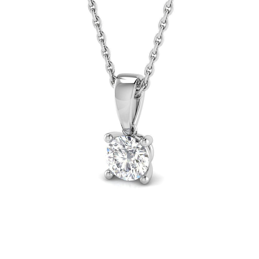 Lab Diamond Solitaire Pendant Necklace 0.25ct in 9k White Gold - After Diamonds