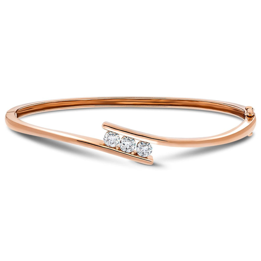 Lab Diamond Three Stone Bangle 0.33ct in G/VS 18k Rose Gold - After Diamonds