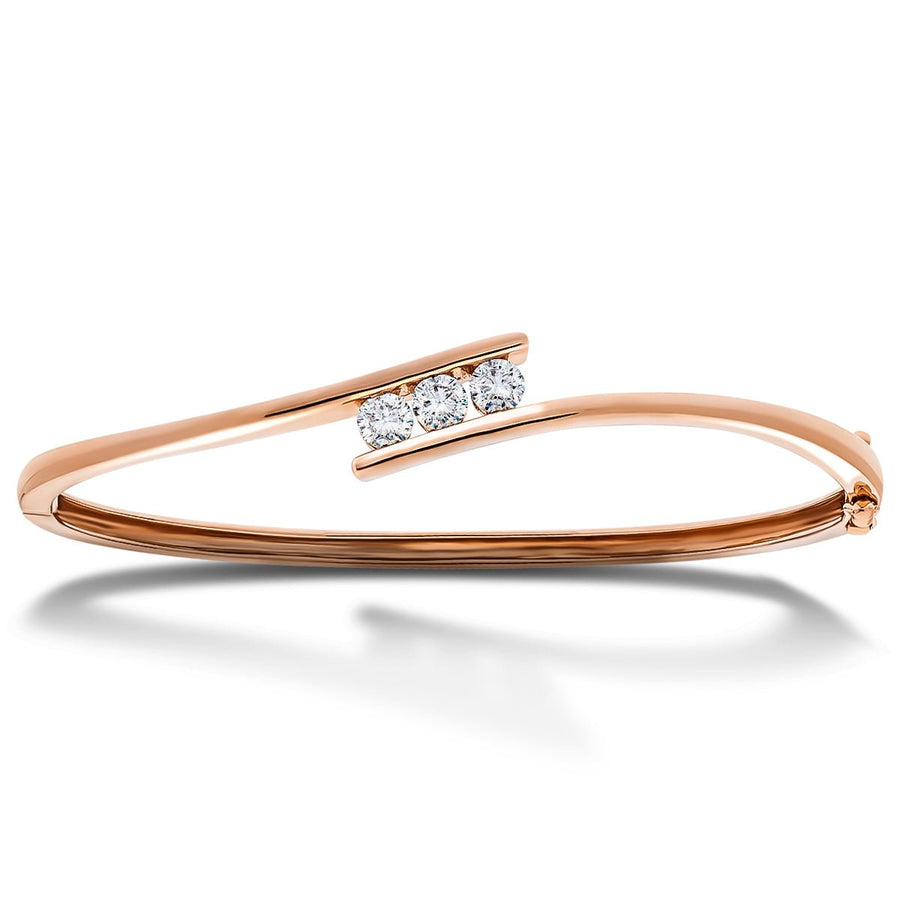 Lab Diamond Three Stone Bangle 0.33ct in G/VS 18k Rose Gold - After Diamonds