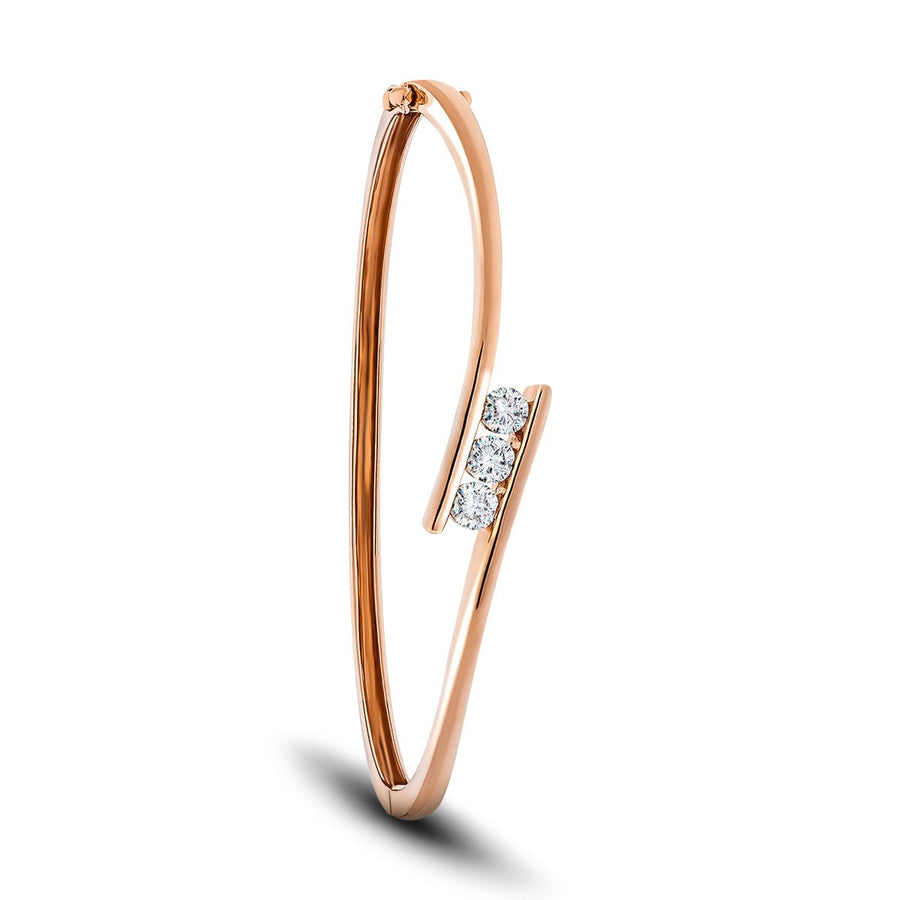 Lab Diamond Three Stone Bangle 0.33ct in G/VS 18k Rose Gold - After Diamonds