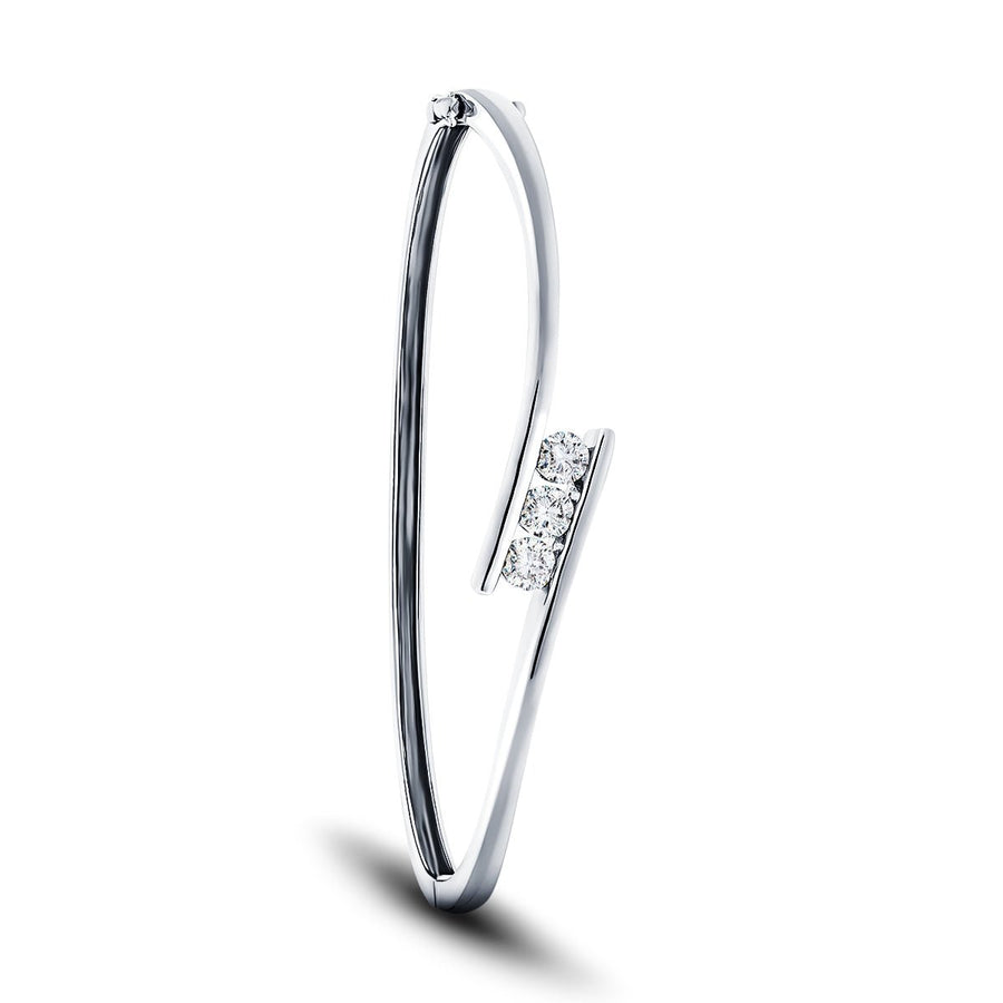 Lab Diamond Three Stone Bangle 0.33ct in G/VS 18k White Gold - After Diamonds