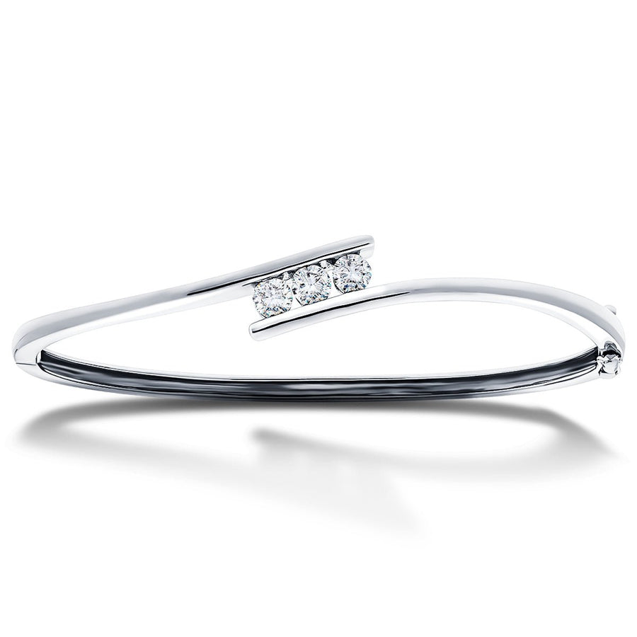 Lab Diamond Three Stone Bangle 0.33ct in G/VS 18k White Gold - After Diamonds