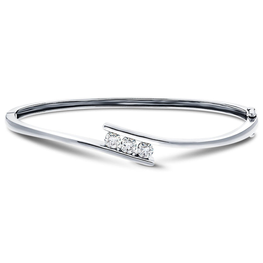 Lab Diamond Three Stone Bangle 0.33ct in G/VS 18k White Gold - After Diamonds