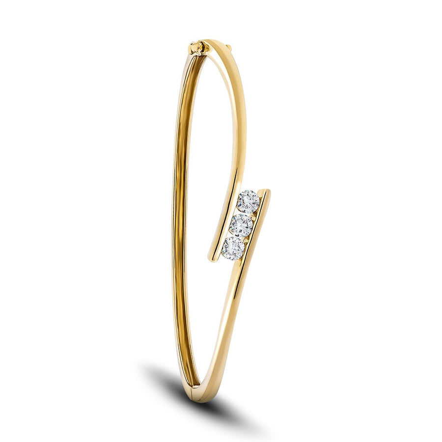 Lab Diamond Three Stone Bangle 0.33ct in G/VS 18k Yellow Gold - After Diamonds