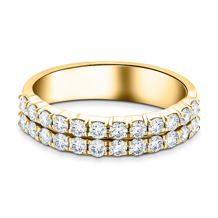 Lab Diamond Two Row Half Eternity Ring 1.55ct G/VS in 18k Yellow Gold - After Diamonds