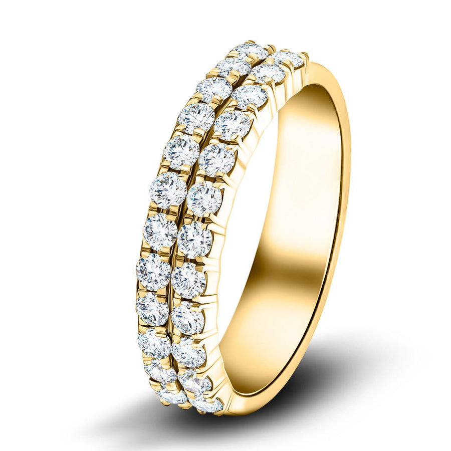 Lab Diamond Two Row Half Eternity Ring 1.55ct G/VS in 18k Yellow Gold - After Diamonds