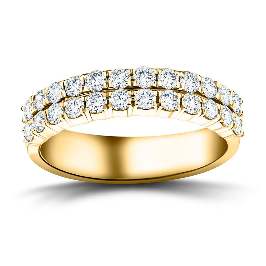 Lab Diamond Two Row Half Eternity Ring 1.55ct G/VS in 18k Yellow Gold - After Diamonds