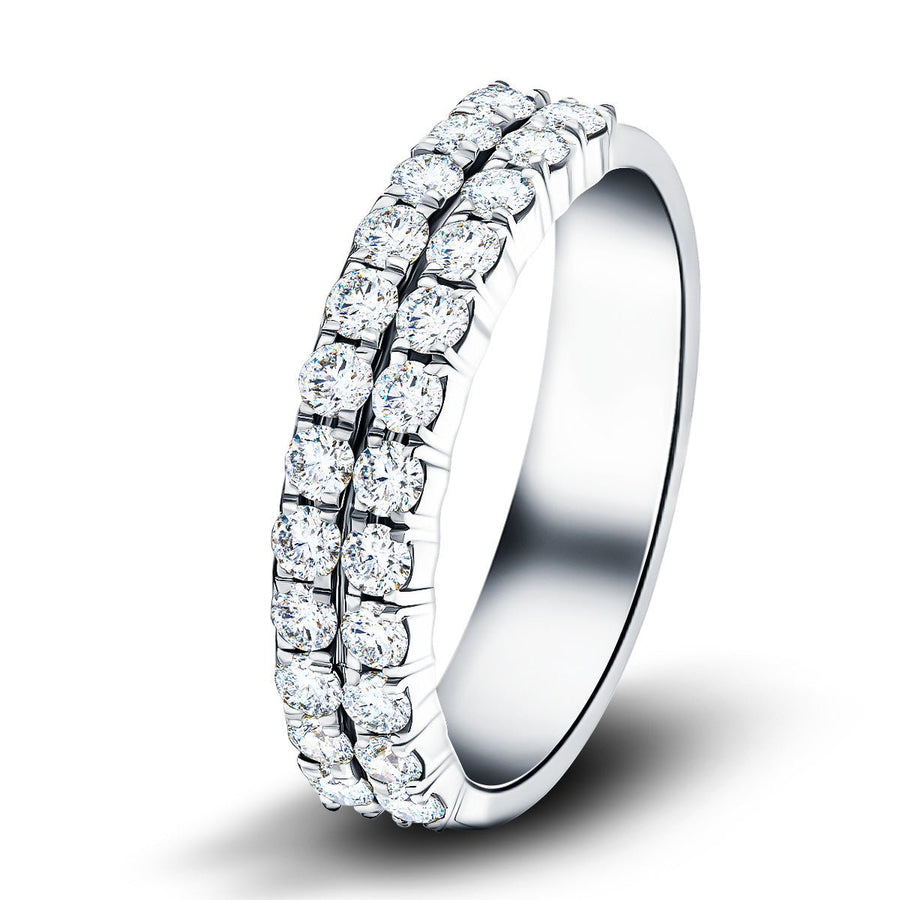 Lab Diamond Two Row Half Eternity Ring 1.55ct G/VS in 9k White Gold - After Diamonds