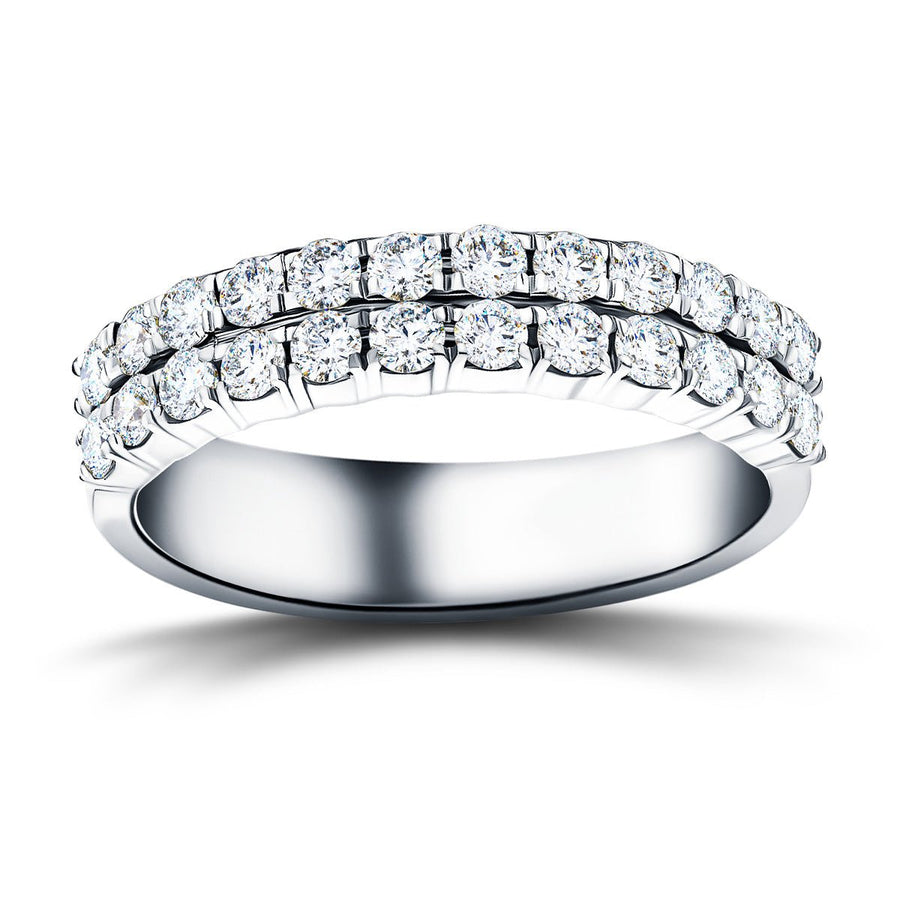 Lab Diamond Two Row Half Eternity Ring 1.55ct G/VS in 9k White Gold - After Diamonds