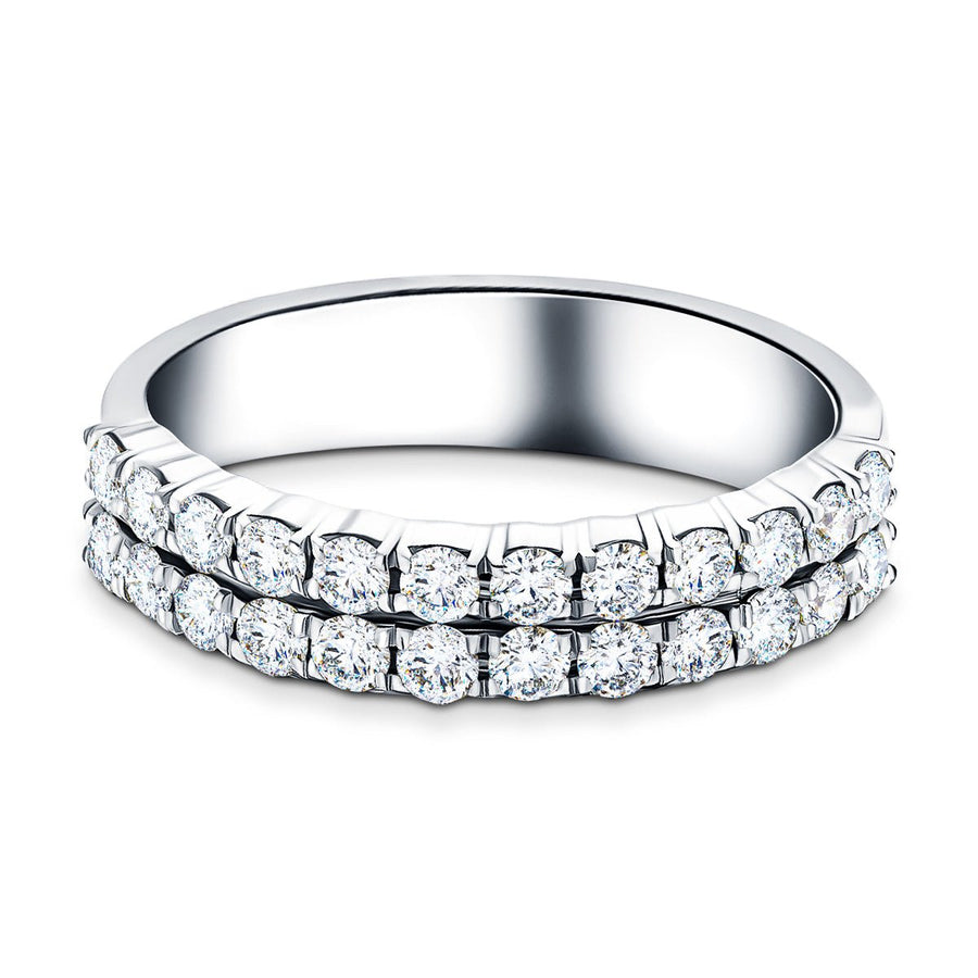 Lab Diamond Two Row Half Eternity Ring 1.55ct G/VS in 9k White Gold - After Diamonds