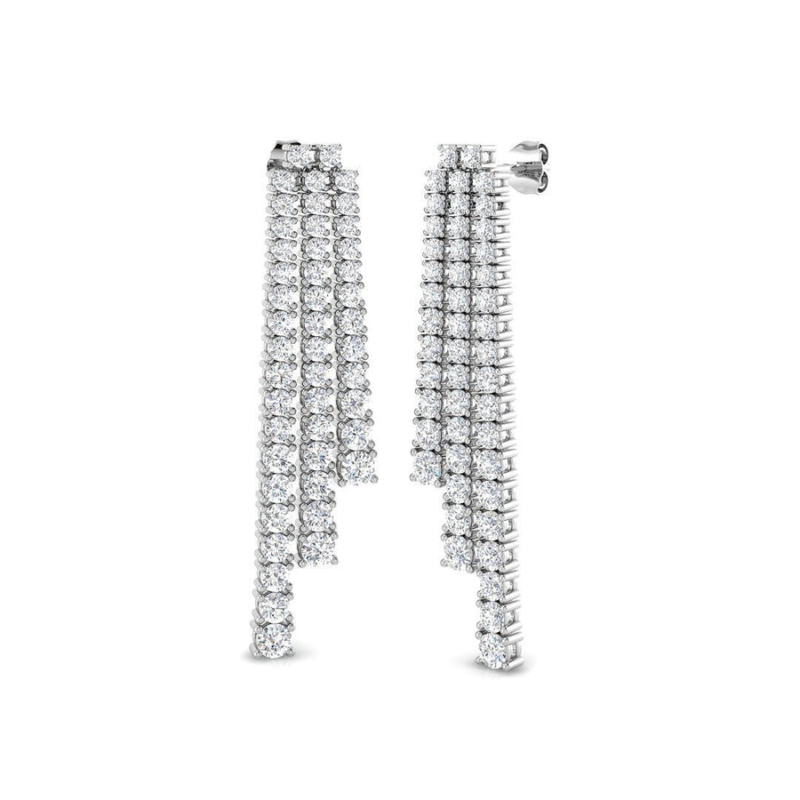 Lab Diamond Waterfall Drop Earrings 5.50ct G/VS 9k White Gold - After Diamonds