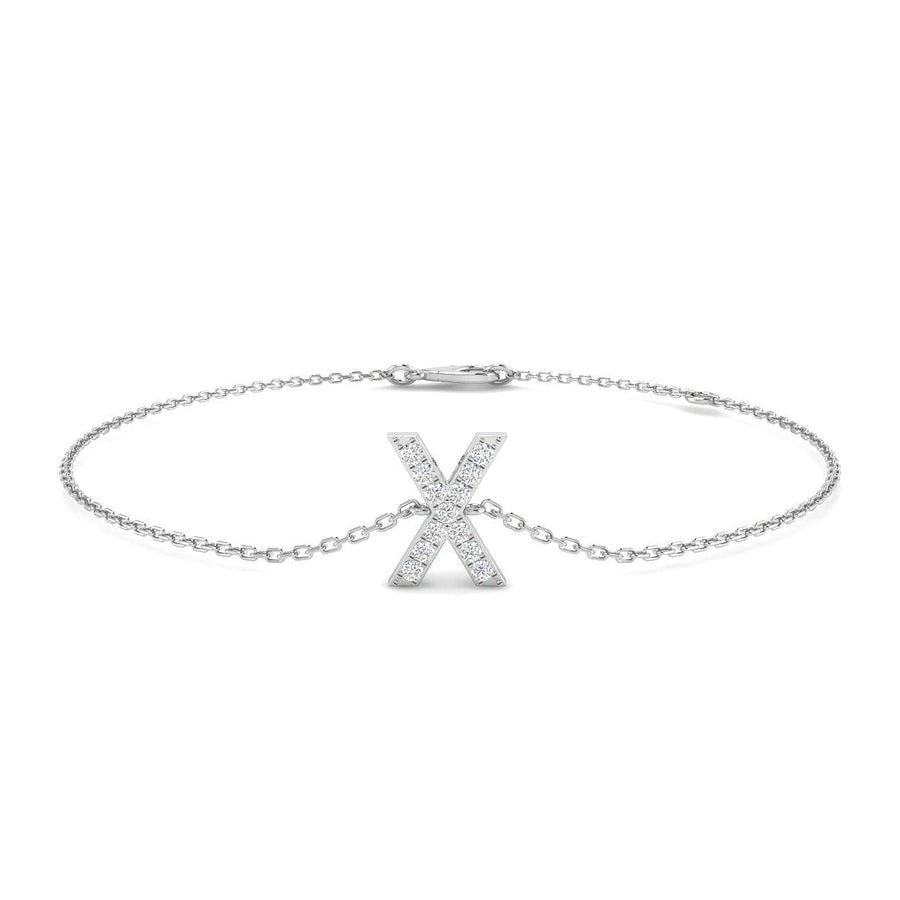 Lab Diamond 'X' Initial Chain Bracelet 0.15ct G/VS in 925 Silver - After Diamonds