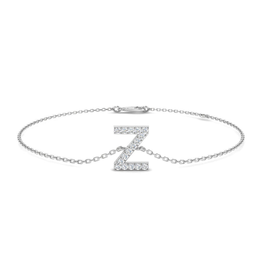 Lab Diamond 'Z' Initial Chain Bracelet 0.15ct G/VS in 925 Silver - After Diamonds