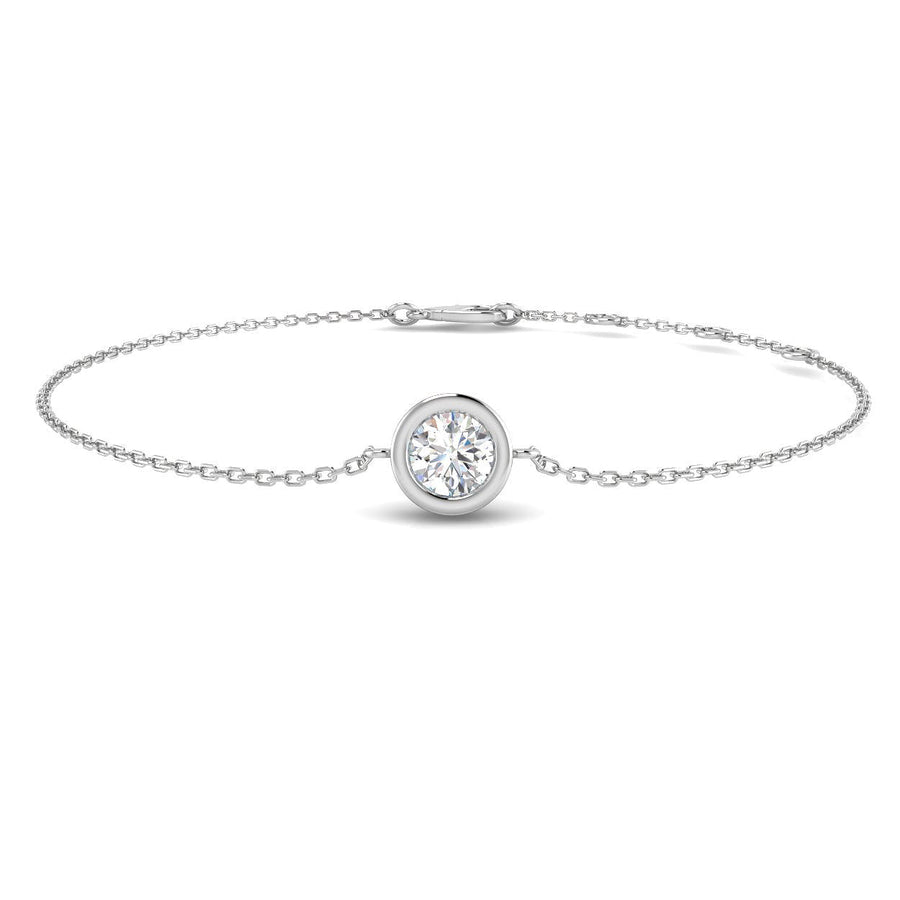 Lab Solitaire Diamond Bracelet 0.50ct D/VVS Quality in 9k White Gold - After Diamonds