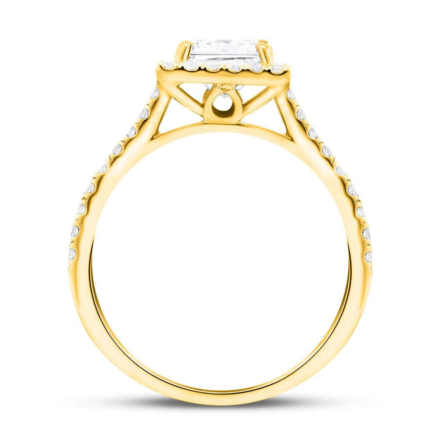Layla Lab Diamond Halo Princess Engagement Ring 1.50ct D/VVS in 18k Yellow Gold - After Diamonds