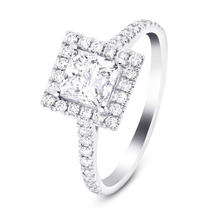 Layla Lab Diamond Halo Princess Engagement Ring 1.50ct G/VS in Platinum - After Diamonds