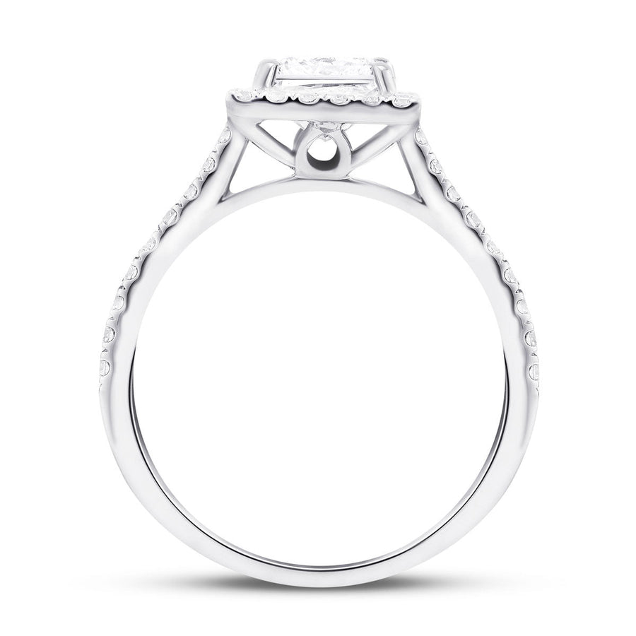 Layla Lab Diamond Halo Princess Engagement Ring 1.50ct G/VS in Platinum - After Diamonds