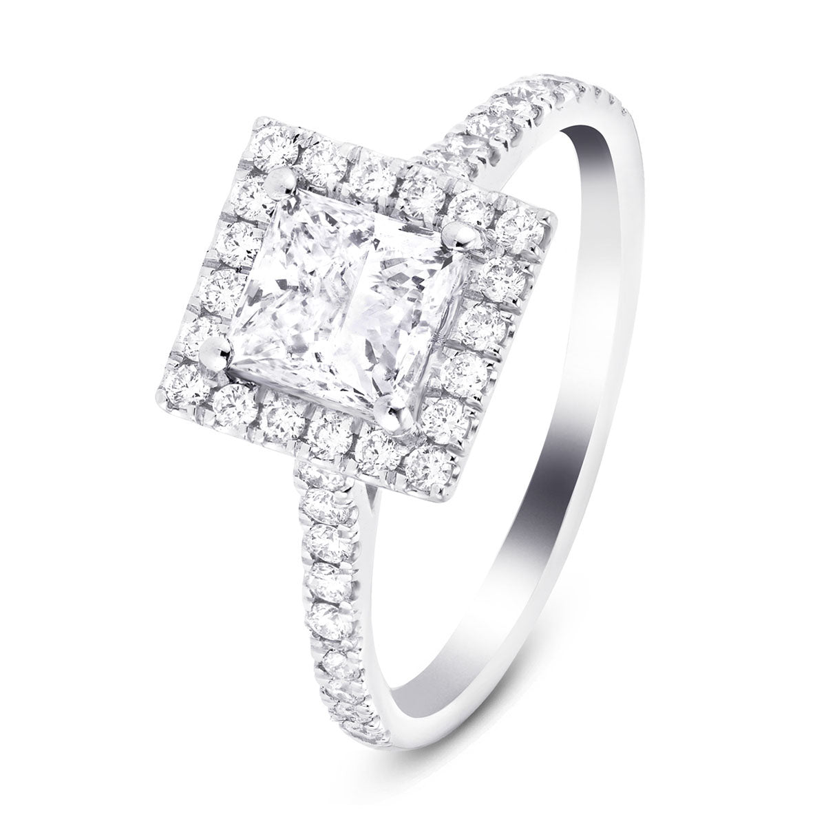 Layla Lab Diamond Halo Princess Engagement Ring 3.75ct D/VVS in Platin ...