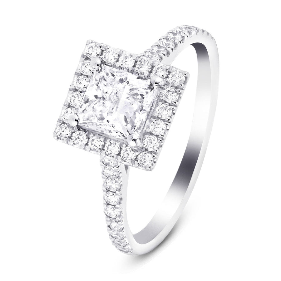 Layla Lab Diamond Halo Princess Engagement Ring 3.75ct D/VVS in Platinum - After Diamonds