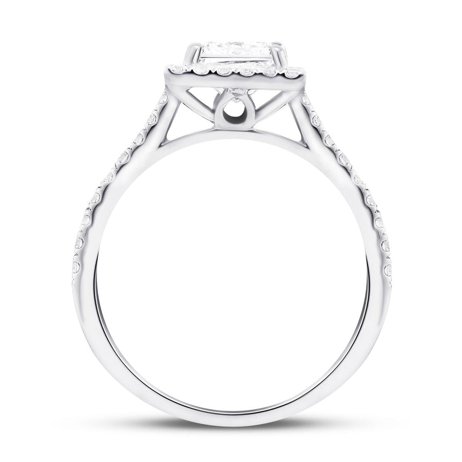 Layla Lab Diamond Halo Princess Engagement Ring 3.75ct D/VVS in Platinum - After Diamonds
