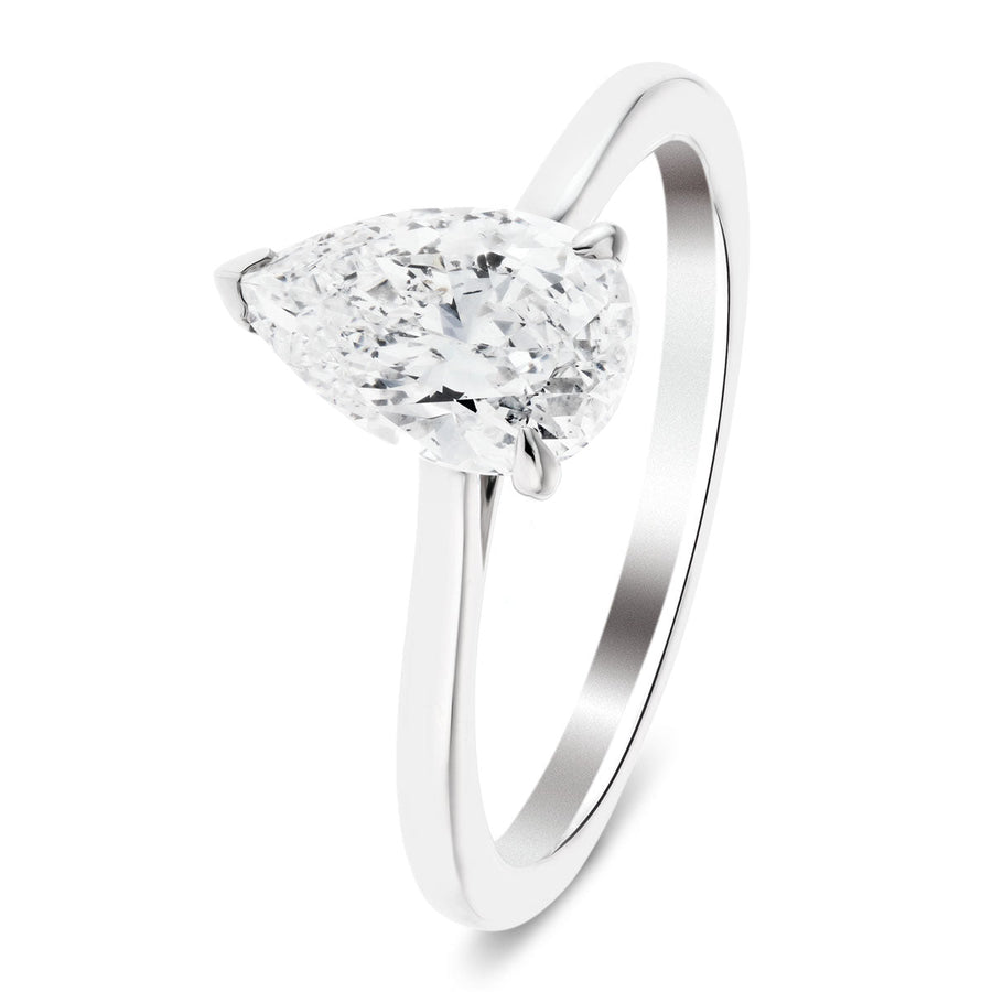 Lily Lab Pear Diamond Solitaire Engagement Ring 0.50ct G/VS Platinum - After Diamonds