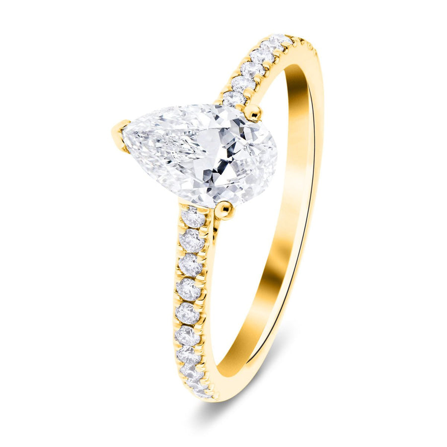 Lucy Lab Diamond Pear Engagement Ring 0.75ct G/VS 9k Yellow Gold - After Diamonds